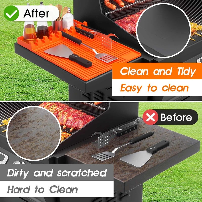 snuggery Silicone Griddle Tool Mat for Blackstone, 16"x11.5" Easy to Clean Heat Resistant Non-Stick Antislip Spatula Mat for Outdoor Grill BBQ Cooking Kitchen Counter (Orange) - Image 3
